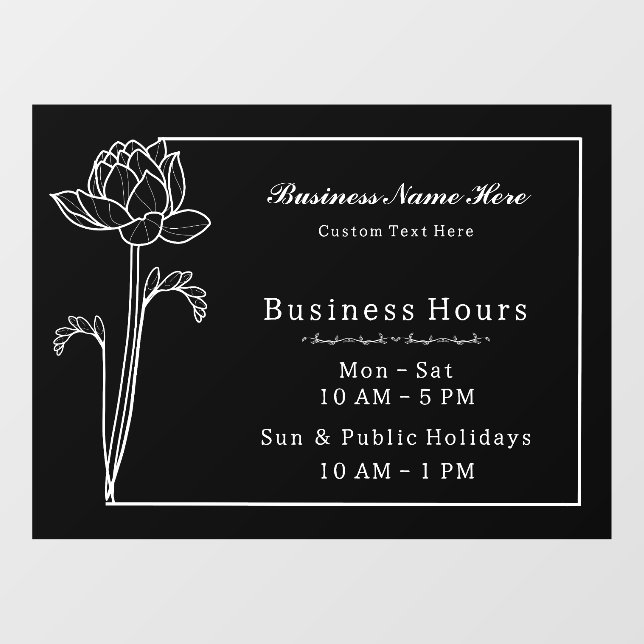 Floral Lotus Simple Elegant Business Open Hours (Sheet)