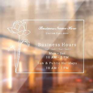 Floral Lotus Simple Elegant Business Open Hours
