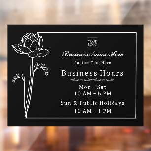 Floral Lotus Simple Elegant Business Open Hours