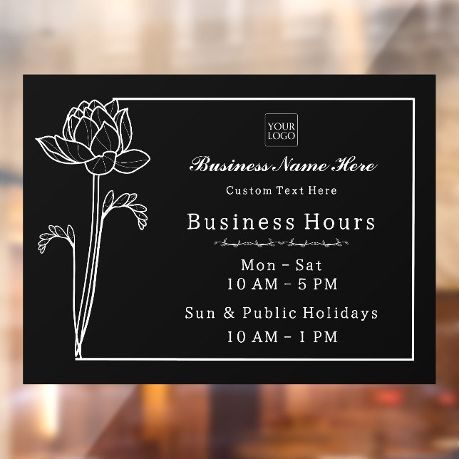Floral Lotus Simple Elegant Business Open Hours (Sheet 2)
