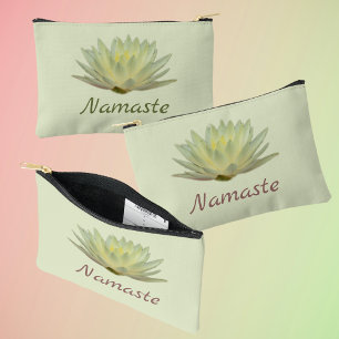 Floral Lotus Waterlily Yellow Green Personalised Accessory Pouch