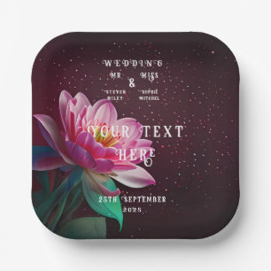 Floral Lotus Wedding Suite Starry Night Romance Paper Plate