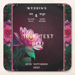 Floral Lotus Wedding Suite   Starry Night Romance Square Paper Coaster