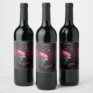 Floral Lotus Wedding Suite Starry Night Romance Wine Label