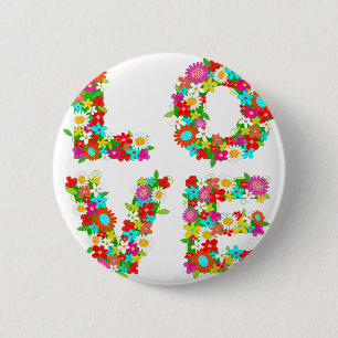 floral love 6 cm round badge