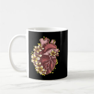 Floral Love Anatomical Human Heart with Flowers 51 Coffee Mug