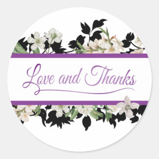 Floral Love and Thanks Classic Round Sticker