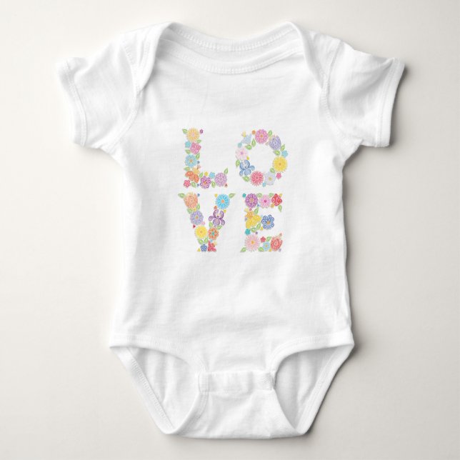 Floral LOVE Baby Bodysuit (Front)