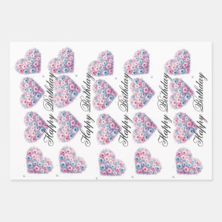 Floral Love Birthday Wrap Wrapping Paper Sheet