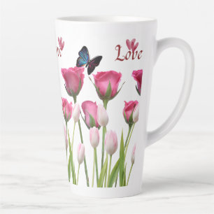 Floral Love & Butterfly Large Latte Mug