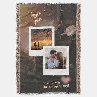 Floral Love Collage with Romantic Quote Throw Blanket