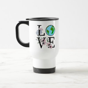 Floral Love Earth Day, Global Travel Mug