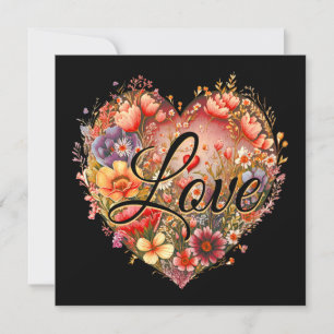 Floral Love Heart Holiday Card