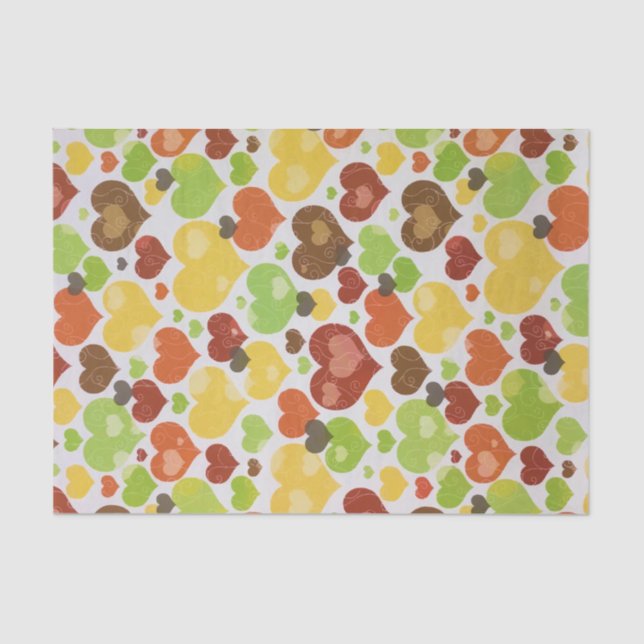 Floral Love Hearts Pattern Pink Tissue Paper (Front)