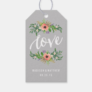 Floral Love in Grey   Wedding Gift Tags