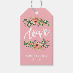 Floral Love in Pink   Wedding Gift Tags