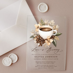 Floral Love is Brewing Bridal Shower Acrylic Invitations
