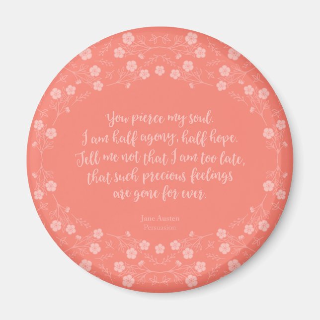 Floral Love Letter Quote Persuasion Jane Austen Magnet (Front)