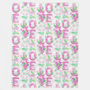 Floral Love Lettering - Seamless Pattern 2 Fleece Blanket