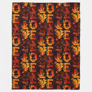 Floral Love Lettering - Seamless Pattern 3 Fleece Blanket
