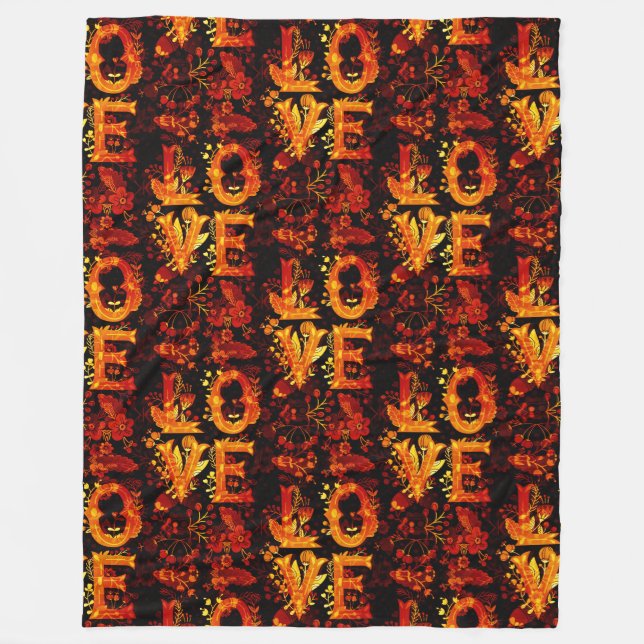 Floral Love Lettering - Seamless Pattern 3 Fleece Blanket (Front)