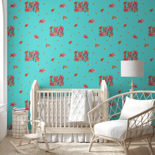 Floral Love Lettering - Seamless Pattern 5 Wallpaper (Kids)