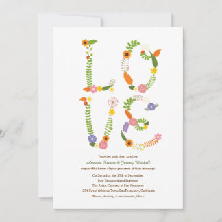 Floral LOVE Letters Rustic Woodland Wedding Invitation