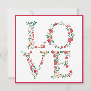Floral LOVE Letters Valentine's Holiday Card