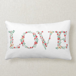 Floral LOVE Letters Valentine's Lumbar Cushion