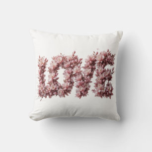 Floral 'LOVE' Pillow   Pink Cherry Blossom 