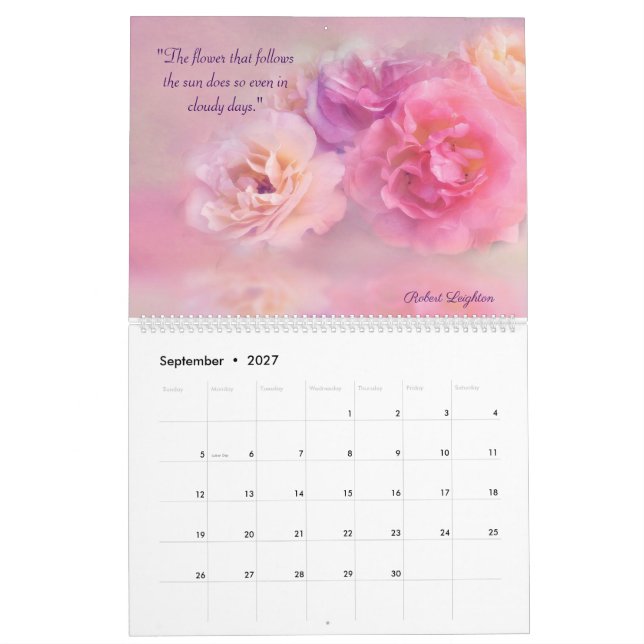 Floral Love Quotes 2023 Calendar (Sep 2027)