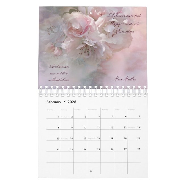 Floral Love Quotes 2023 Calendar (Feb 2026)