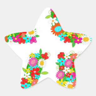 floral love star sticker
