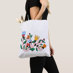 Floral LOVE Tote Bag – Cute Nature Aesthetic Canva