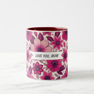 Floral “Love You, Mom”  Two-Tone Coffee Mug
