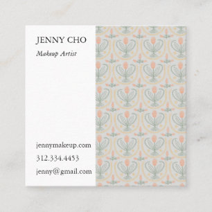 Floral Lucile Tiles Geometric Soft Grey Pink Square Business Card
