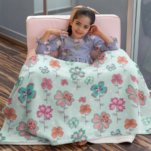 Floral Lucky Clover   Fleece blankets