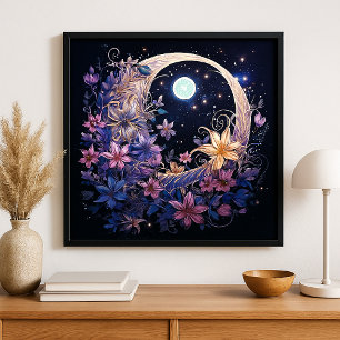 Floral Lunar Embrace Poster