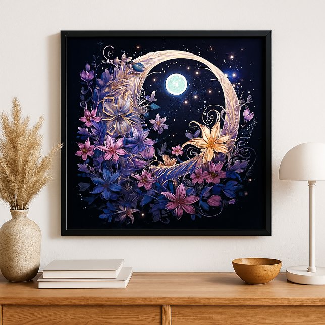 Floral Lunar Embrace Poster (Creator Uploaded)