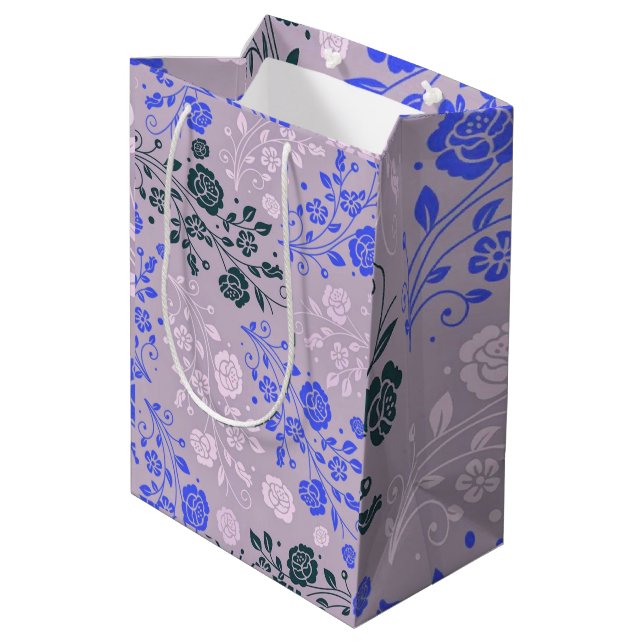 Floral Luxury Medium Gift Bag (Back Angled)