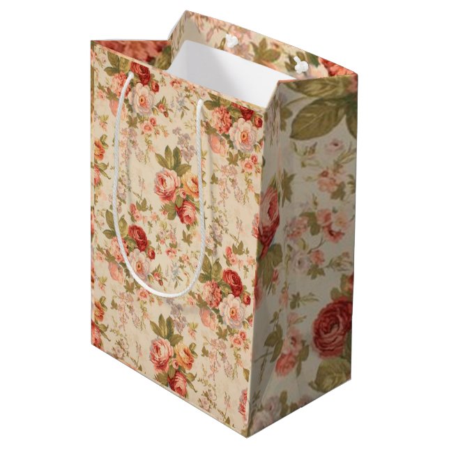 Floral Luxury Medium Gift Bag (Back Angled)