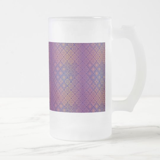 Floral luxury royal antique pattern frosted glass beer mug