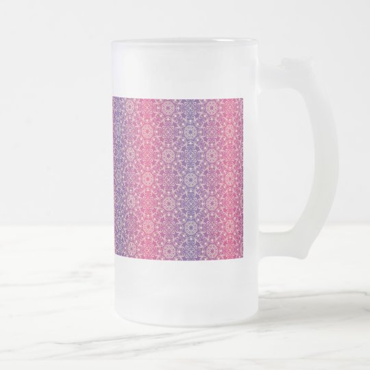 Floral luxury royal antique pattern frosted glass beer mug