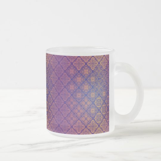 Floral luxury royal antique pattern frosted glass coffee mug