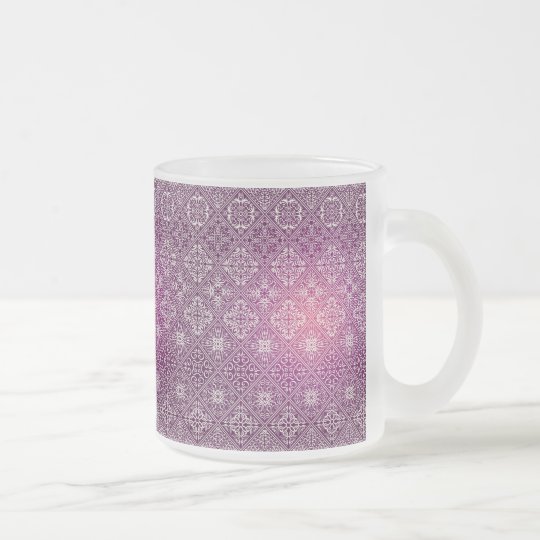 Floral luxury royal antique pattern frosted glass coffee mug