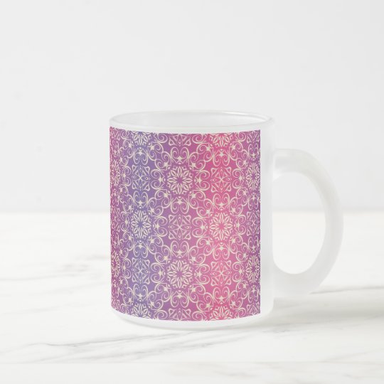 Floral luxury royal antique pattern frosted glass coffee mug