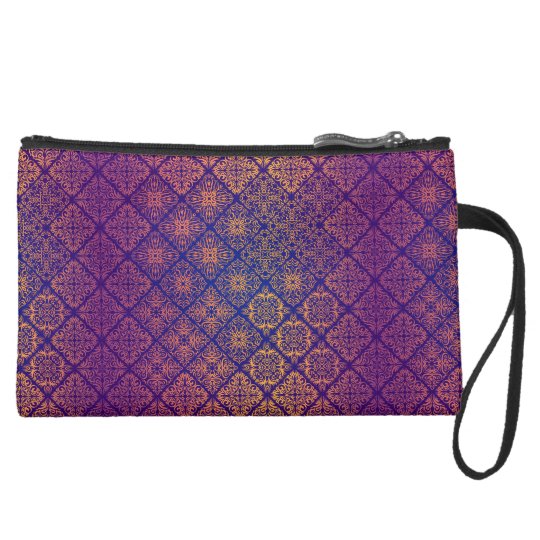 Floral luxury royal antique pattern suede wristlet