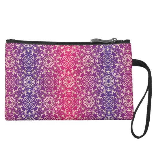Floral luxury royal antique pattern suede wristlet