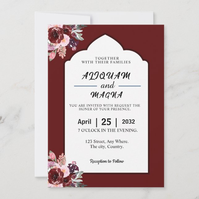Floral luxury wedding invitations card (Front)