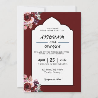 Floral luxury wedding invitations card